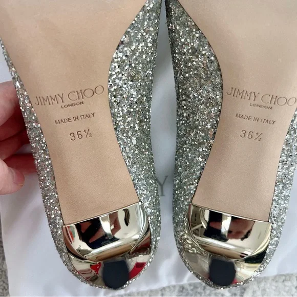 NIB Jimmy Choo Romy 85 Glitter Pointy Toe Pumps - Picture 10 of 12